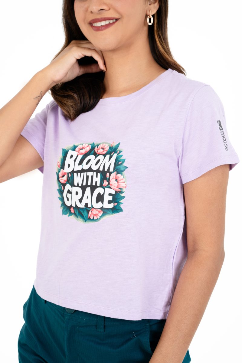 Boho Bliss Printed Crew Neck T-shirt - A8 Light Plum - Image 2