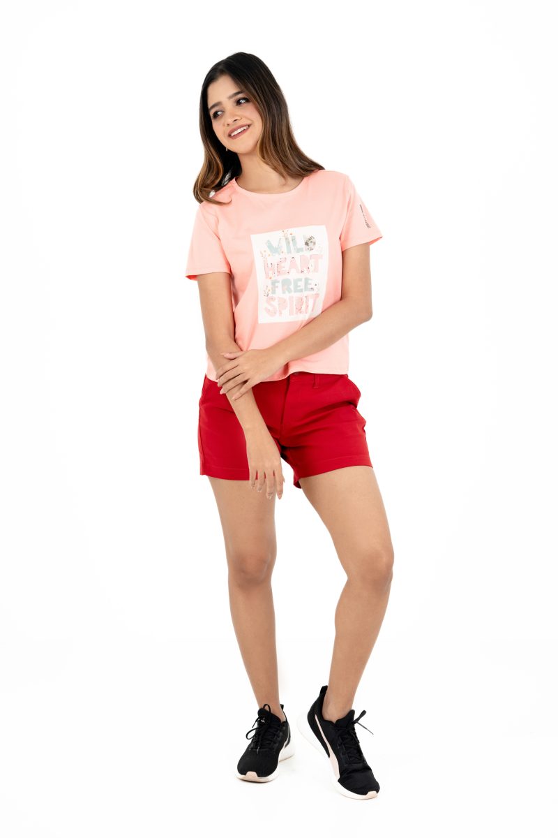 Boho Bliss Printed Crew Neck T-shirt - A3 Peach Melba - Image 3