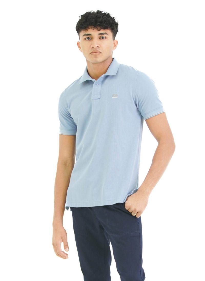 Moose Men's Striped Collar Polo T-Shirt - Periwinkle - Image 2
