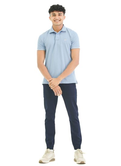 Moose Men's Striped Collar Polo T-Shirt - Periwinkle
