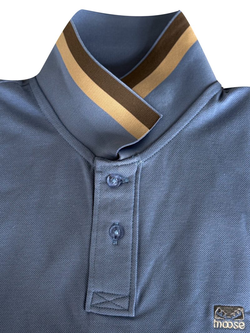 Moose Men's Striped Collar Polo T-Shirt - Periwinkle - Image 3
