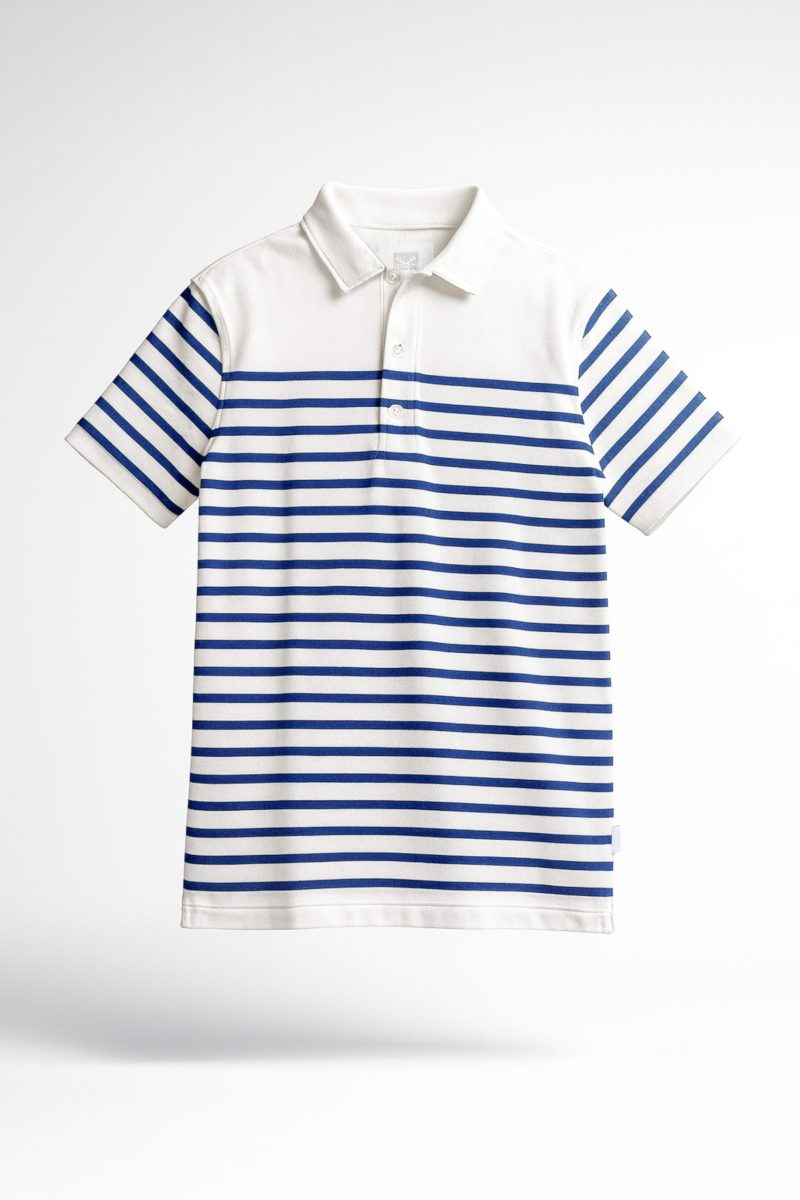 Self Collared Stripe Polo T-Shirt - Image 3