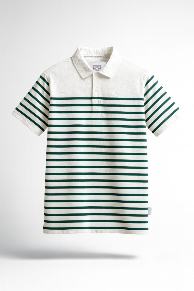 Self Collared Stripe Polo T-Shirt - Image 4