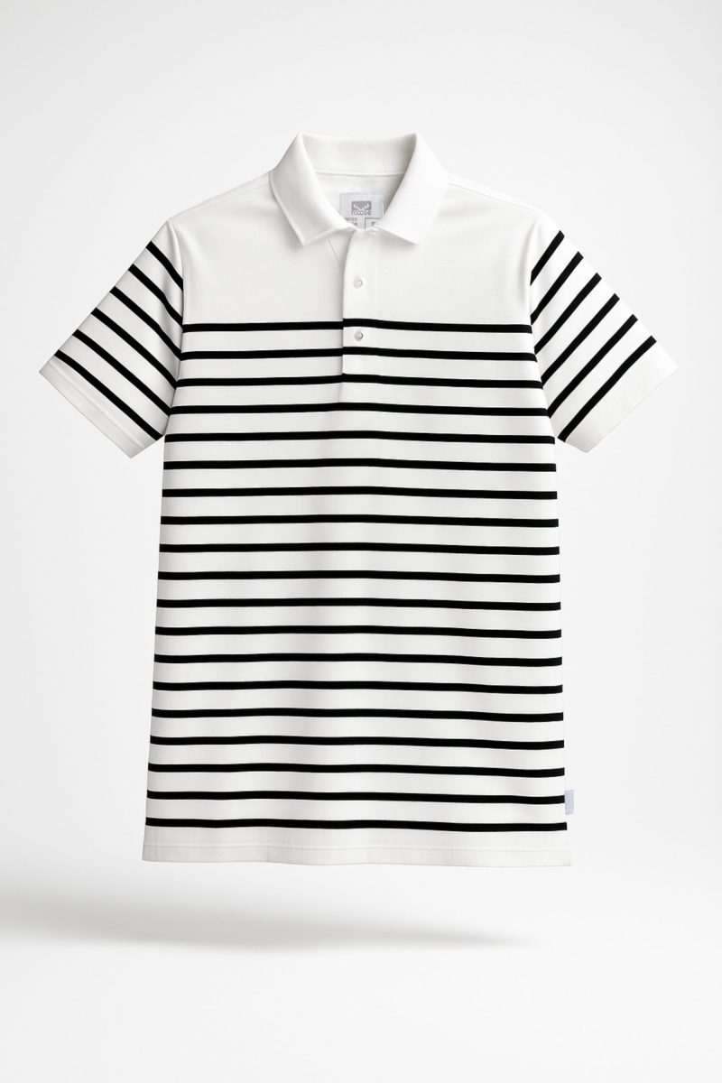 Self Collared Stripe Polo T-Shirt - Image 6